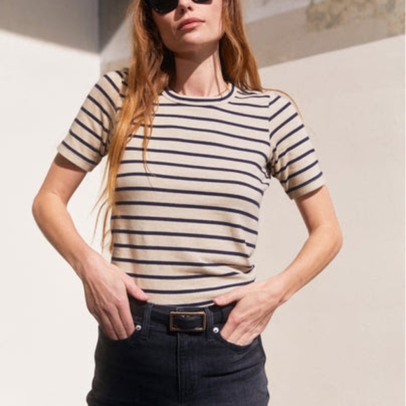 AYR Matinee Tee - Sandstone Stripe, size S - Picture 2 of 5